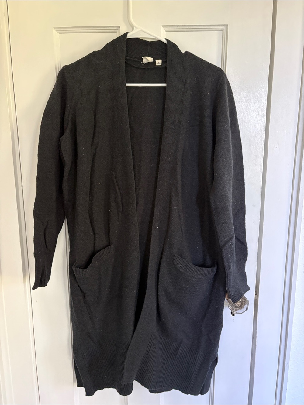 GAP Black Open-Front Long Knit Cardigan